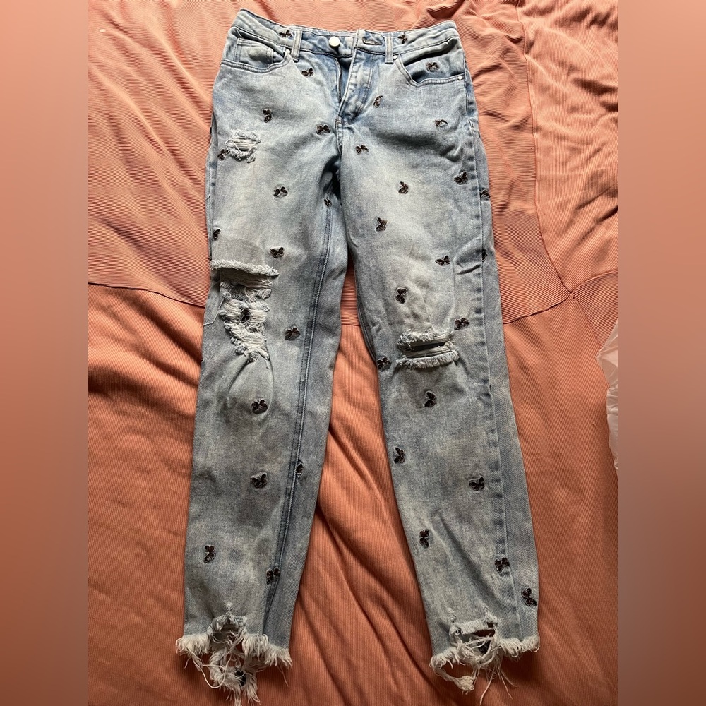 Tinseltown Light Blue Embroidered Jeans